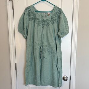 Knox Rose Light Teal Embroidered Midi Dress